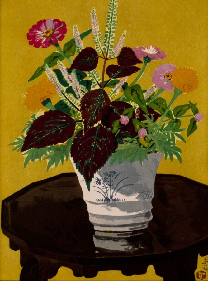 おうちギャラリー小倉遊亀先生の「紫蘇の花」版画を紹介します